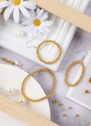 DECYOOL 1200Pcs 4mm Smooth Round Beads Gold Spacer Loose Ball Beads for Bracelet Jewelry Making Craft