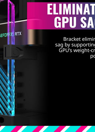 Cooler Master Atlas ARGB GPU Support Bracket, Aluminum Magnets Stand, Infinity Mirror Design, ARGB Tempered Glass, Up to RTX 4090 Support, Dual-Axis Mode Vertical | Horizontal.