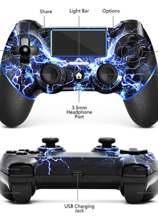 AceGamer 2 Pack for PS4 Controller, Hall Effect Joysticks & Programmable Back Buttons, Wireless Controller for PS4/Pro/Slim/PC, RGB Light/Turbo/Vibration/Motion/3.5mm Audio Jack!