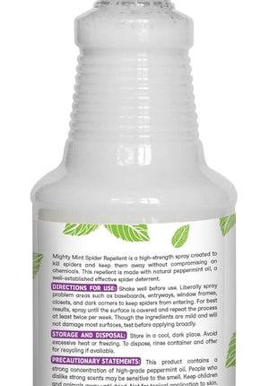 Mighty Mint Peppermint Oil Spider Repellent Spray – Indoor & Outdoor Bug Control for Spiders and Insects – Plant-Based, Extra-Strong Formula - 16 oz