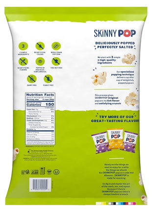 SkinnyPop Popcorn Bag, Original, Party Size Bag, Gluten Free Snacks, 8 oz