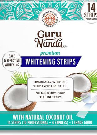 GuruNanda Teeth Whitening Strips   7 Day Treatment with Non Slip, Dry Strip Technology   Whitening Designed with Care for a Brighter Smile