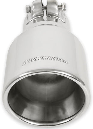 Flowmaster 15365 Exhaust Tip - 4.00 in. Rolled Angle Polished SS fits 2.50 in. Tubing - Clamp On