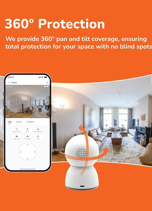 SensForge 2.5K Indoor Pan-Tilt Security Camera, 360° Dual-Band 2.4/5GB Wi-Fi Camera for Home, Free AI Human & Pet Detection, 64GB SD Card Included, Two-Way Talk, No Subscription Required(1, White)