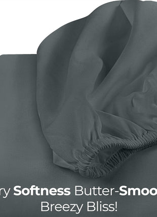 Utopia Bedding Queen Fitted Sheet   Bottom Sheet   Deep Pocket   Soft Microfiber   Shrinkage and Fade Resistant   Easy Care  1 Fitted Sheet Only (Grey)