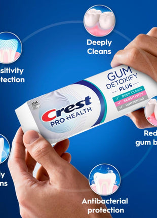 Crest Pro-Health Gum Detoxify Plus Toothpaste 4.5 oz Pack of 3 - Antibacterial Fluoride Toothpaste, Sensitivity Protection, Whitens Teeth, Anticavity, Plaque Control