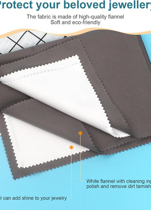 2 PCS Professional Polishing Cloth Large Jewelry Cleaning Cloths, 100% Cotton Multi-Layer Double-Sided Jewelry Cleaning Cloth for Gold Silver Platinum Jewelry