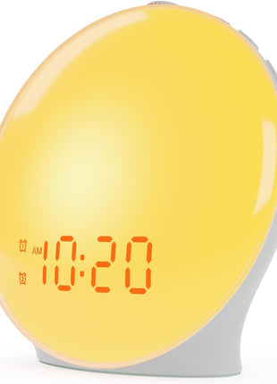 JALL Full-Screen Wake Up Light Sunrise Alarm Clocks for Bedrooms, White Noise Machine for Heavy Sleepers, 25 Natural Sounds, Dual Alarms, FM Radio, 17 Dimmable Colors, Bluetooth Speaker