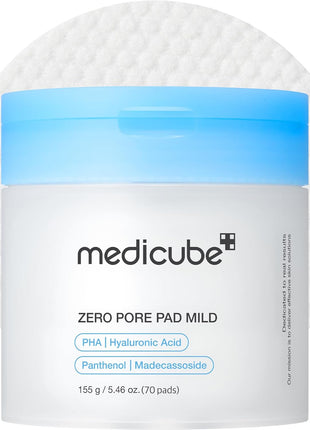 medicube Toner Pads Zero Pore Pad 2.0 | Dual-Textured Facial Pad for Exfoliation and Pore Care with 4.5% AHA Lactic Acid, 0.45% BHA Salicylic Acid | Ideal for All, Korean Skin Care, 70 Pads (1 Pack)