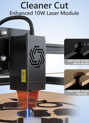 ORTUR Laser Master 2 S2 LU2-10A Laser Engraver Laser, 10000mW Engraving Cutting Machine, Class 4 High Accuracy Laser Cutter, DIY Laser Marking for Metal
