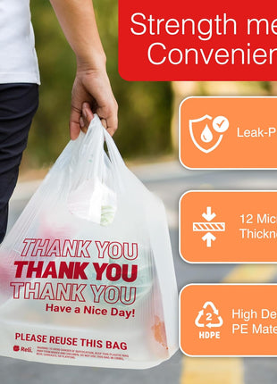 Reli. Plastic Bags Thank You (1050 Count) | White Grocery Bags Handles | Shopping (Plastic)