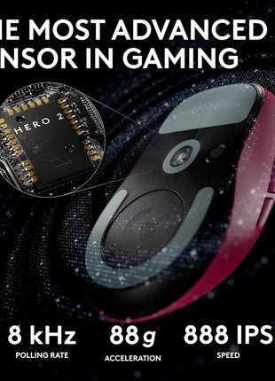 Logitech G PRO X Superlight 2 DEX Wireless Gaming Mouse, 60g pro-Grade Right-Handed Mouse with 5 programmable Buttons, USB-C Charging, 44k DPI Sensor, up to 8 kHz Polling for PC/Mac - Magenta
