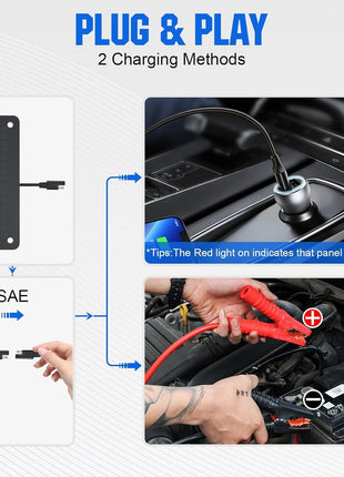 ECO-WORTHY 10W Solar Car Battery Charger Maintainer 12V Waterproof Portable Solar Trickle Charger for Car Truck Boat Lawn Mower RV Trailer Tractor ATV Utility Vehicle Battery