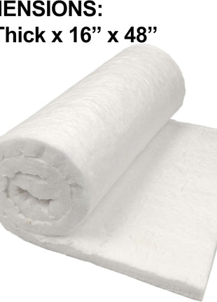 Ceramic Fiber Insulation, 1 inch Thick x 16 inch x 48 inch, 2400F Fireproof Insulation Blanket, 3026E