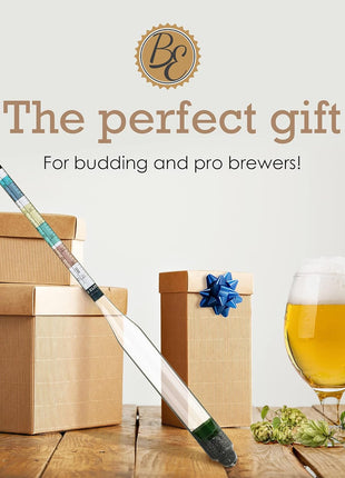 Brewer's Elite Hydrometer   for Home Brew Beer, Wine, Mead and Kombucha   Deluxe Triple Scale Set, Hardcase and Cloth   Specific Gravity ABV Tester