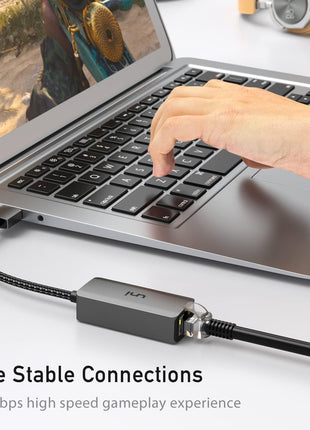 uni USB to Ethernet Adapter, Driver Free USB 3.0 to Gigabit Ethernet LAN Network Adapter, 100/1000 Mbps RJ45 Internet Adapter Compatible with Laptop, MacBook, Surface, PC with Windows, XP, Mac/Linux