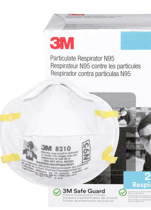 3M 8210 Particulate Respirator, N95, Pack of 20 Disposable Respirators, NIOSH APPROVED, Two-Strap Cup Style Design, Lightweight with Cushioning Nose Foam