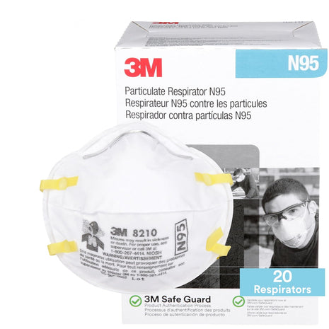 3M 8210 Particulate Respirator, N95, Pack of 20 Disposable Respirators, NIOSH APPROVED, Two-Strap Cup Style Design, Lightweight with Cushioning Nose Foam