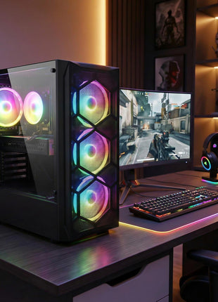 STGAubron Gaming PC Desktop,Core I7,RX 580 8G,16G RAM,512G SSD | Gaming Computer Tower for Streaming,Video Editing,Home,School,I7 up to 3.9GHz,ARGB Fan,WiFi 6,BT 5.0,4K DP,HDMI,Win11 Home