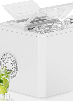 OLIXIS Ice Maker Machine, 26lbs in 24Hrs, 9 Ice Cubes in 6 Mins,Auto-Cleaning Portable Ice Maker with Basket and Scoop, Countertop Ice Maker for Home/Kitchen/Camping/RV, White