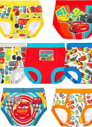 Disney Boys' Pixar Cars Toddler Potty Training Pant & Brief Combo Option, Stickers & Tracking Chart in Sizes 18m, 2t, 3t, 4t