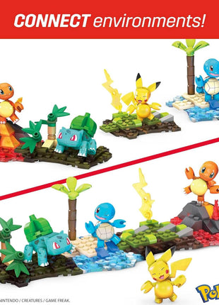 MEGA Pokémon Building Toys Set Kanto Region Team with 130 Pieces, 4 Poseable and Articulated Characters, 2 Inches Tall, for Kids
