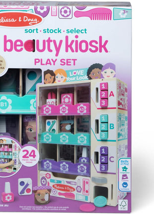 Melissa & Doug Sort, Stock, Select Beauty Kiosk Vending Machine Play Set, Pretend Makeup Wooden Toy for Boys and for Girls 3+ - FSC Certified