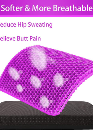 KYSMOTIC Gel Seat Cushion for Long Sitting (Large & Thick), Soft & Breathable, Gel Cushion for Wheelchair, Gel Chair Cushion for Hip Pain, Gel Seat Cushion for Office Chair (Black Cover)