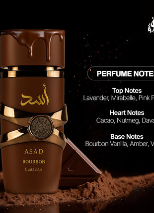 Lattafa Asad Bourbon for Unisex Eau de Parfum Spray, 3.4 Ounce / 100 ml