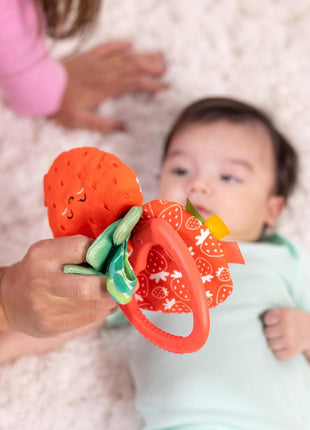 Melissa & Doug Peek-a-Boo Berry Take-Along Toy with Teether, Clip-On Stroller Toy for Baby Ages 12m+