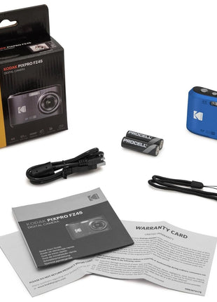 KODAK PIXPRO FZ45 16MP Compact Digital Camera, 4X Optical Zoom, AA, Blue | 1080p Full HD Video, 27mm Wide Angle Lens, 2.7 Inch LCD, Point and Shoot, Digicam, Travel and Family Photos
