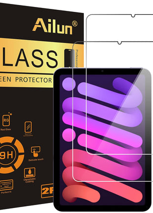 Ailun Screen Protector for iPad Mini 7 & 6, 2 Pack, 8.3 Inch, Case Friendly | Mini 7 A17 Pro 7th Gen 2024, Mini 6th Gen 2021 Release, Tempered Glass, 2.5D Edge