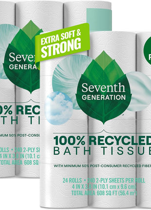 Seventh Generation Toilet Paper, 100% Recycled 2-Ply Bath Tissue, 48 Rolls