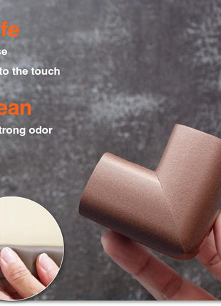 Roving Cove HeftyFit Edge Corner Protector Baby Proofing (Large 18ft Edge 8 Corners), Heavy-Duty, Soft NBR Rubber Foam, Furniture Fireplace Safety Bumper Guard, 3M Adhesive, Coffee Brown