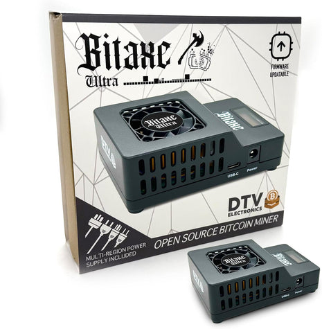 Bitaxe Ultra Bitcoin Miner, BM1366 ASIC, 500 GH/s | Open Source BTC Miner, 500 GH/s Hash Rate, Low Power, Quiet Solo Mining, 2.4GHz WiFi, Home Use, Multi-Region PSU