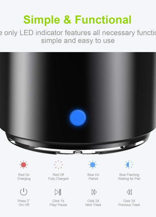 EWA Travel Case Packed, A106 Pro Portable Bluetooth Speaker with Custom Bass Radiator, Brief Design, IP67 Waterproof, Perfect Mini Speaker for Shower, Room, Bike, Car (Black)