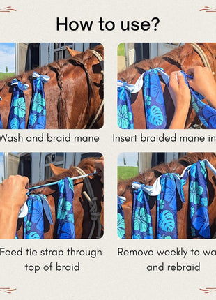 Ranch Hand Horse Mane Bags   Protect Horse's Mane from Wind, Sun & Mud   Prevents Tangles, Rubbing Out and Breakage   Made with Nylon   Easy to Use and Washable   Set of 6 (xL Black)
