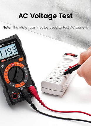 KAIWEETS Digital Multimeter with Case, DC AC Voltmeter, Ohm Volt Amp Test Meter and Continuity Test Diode Voltage Tester for Household Outlet, Automotive Battery Test (Anti-Burn with Double Fuses)