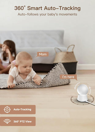 ARENTI 360° View Baby Monitor Camera, Smart Phone App, Human/Motion/Noise Detection, Auto Tracking, Customed Alert Area, 2-Way Audio, Real-Time Temperature Monitoring, Lullabies