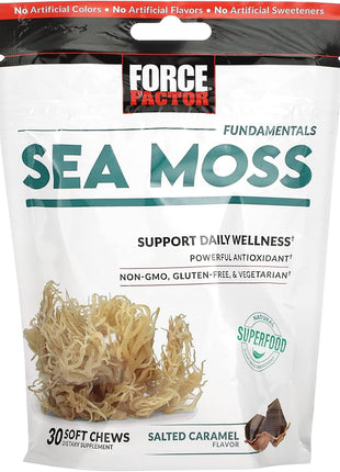Force Factor Sea Moss Soft Chews, Support Immune, Digestion & Heart Health | Irish Sea Moss Superfood & Antioxidants Supplement, Non-GMO, Gluten-Free, Salted Caramel Flavor, 30 Soft Chews