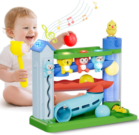 Ussybaby Hammer Toddler Musical Toys, Light-Up Baby Musical Toy for 1-2 Year Old Boys & Girls,STEM Educational Toy with English & Spanish, for Ages 6-9,9-12,12-18,18-24+ Months