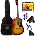 Best Choice Products 41in Full Size Beginner All Wood Acoustic Guitar Starter Set w/Gig Bag, Strap, Capo, Strings, Picks - Sunburst