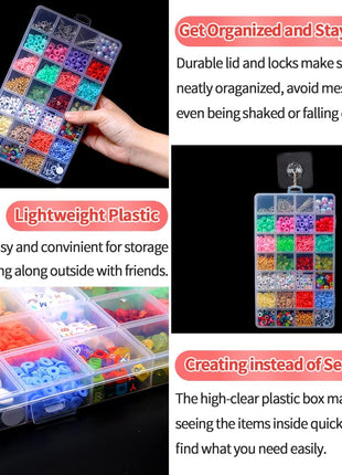 IOOLEEM 28 Grids Plastic Bead Organizer Box, Organizer Container Storage Box, Dividers for bead arts and crafts.
