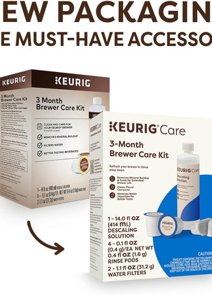 Keurig 3-Month Brewer Maintenance Kit Includes Descaling Solution, Water Filter Cartridges & Rinse Pods, Compatible Classic/1.0 & 2.0 K-Cup Coffee Makers, 7 Count