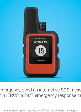 Garmin inReach Mini 2, Lightweight and Compact Satellite Communicator, Hiking Handheld, Orange - 010-02602-00 | Two-Way Iridium Messaging and Interactive Sos, Up to 14 Days and 30 Days Battery, 3.5 Oz, IPX7