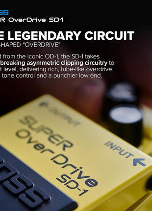 BOSS SD-1 SUPER Overdrive | Compact Overdrive Pedal | Genre-Defining Sound & Feel | Unique Clipping Circuitry Produces Tube-Like Characteristics | Dynamic Tone Options | Easy-To-Use Controls