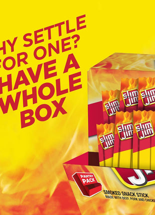 Slim Jim Smoked Meat Sticks, Original Flavor, 6g Protein Per Serving, Snack Size, Lunchbox Snack, 0.28 oz. (46 Count)