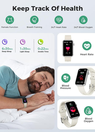 Smart Watch Fitness Tracker (Answer/Make Call), 24/7 Heart Rate Spo2 Blood Pressure Monitor Sleep Tracker, 114 Sports Modes Pedometer Calorie Step Tracker, Waterproof Activity Tracker for Men Women