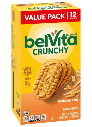 belVita Breakfast Bars Biscuits, Golden Oat, Value Pack, 12 Packs (4 Biscuits Per Pack)
