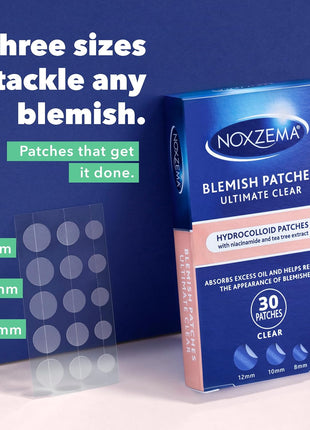 Noxzema Hydrocolloid Pimple Patches with Niacinamide & Tea Tree Extract, Acne Treatment for Face Blemishes, Absorbs Oil & Reduces Breakouts, Dermatologist Tested, 30 Count